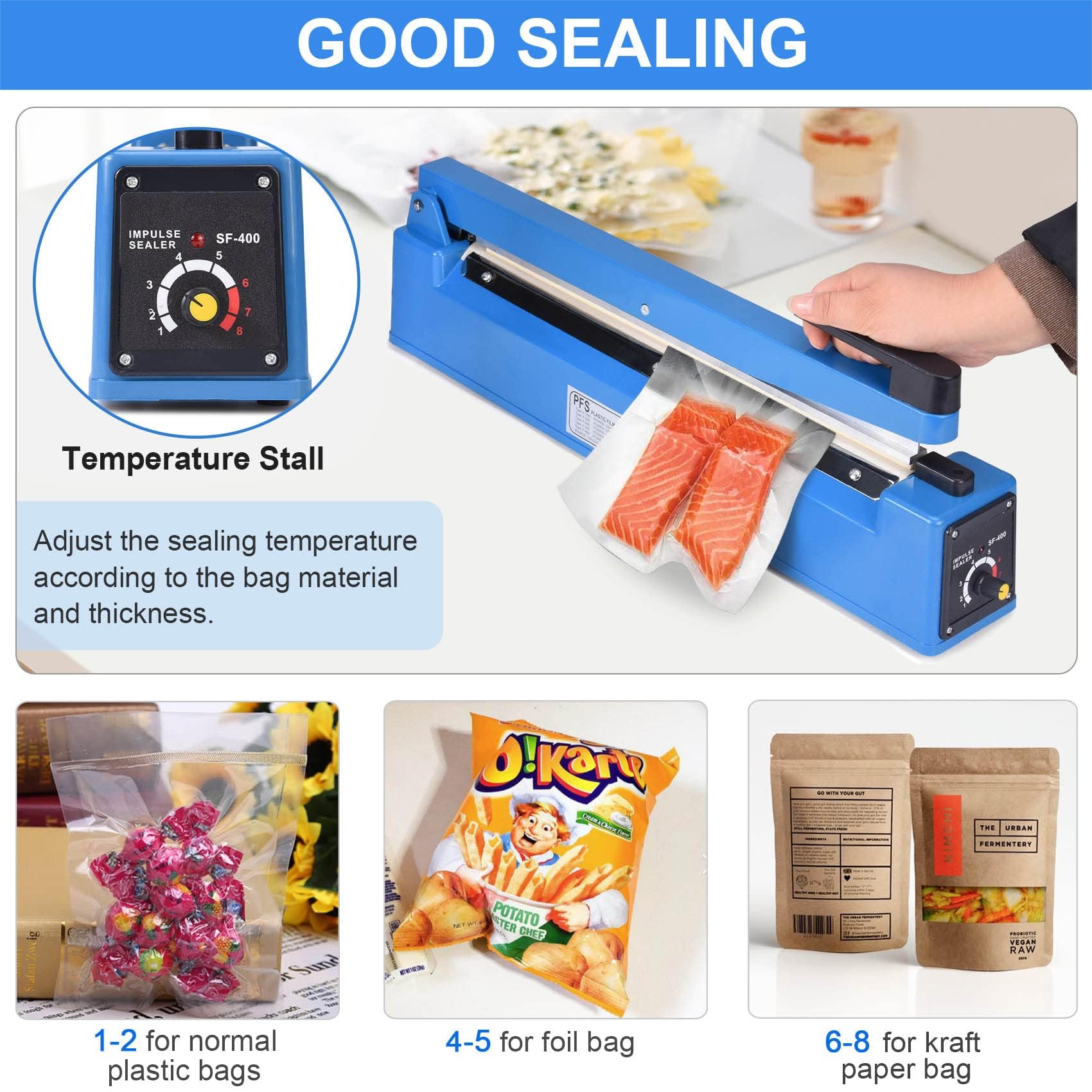 400mm Impulse Heat Sealer | Manual Tabletop Plastic Bag Sealer