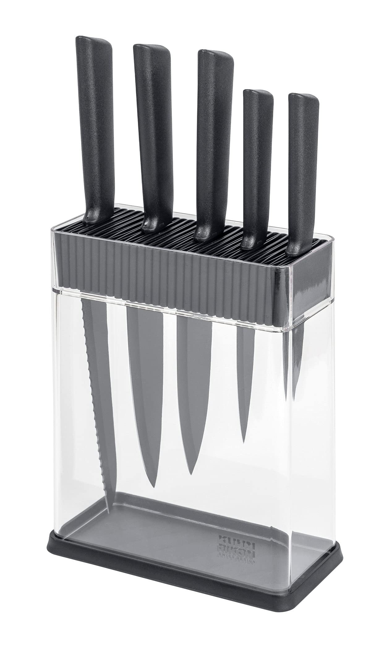 KUHN RIKON Colori+ Kitchen Knife Set with Vision Block, Grey – 7pc