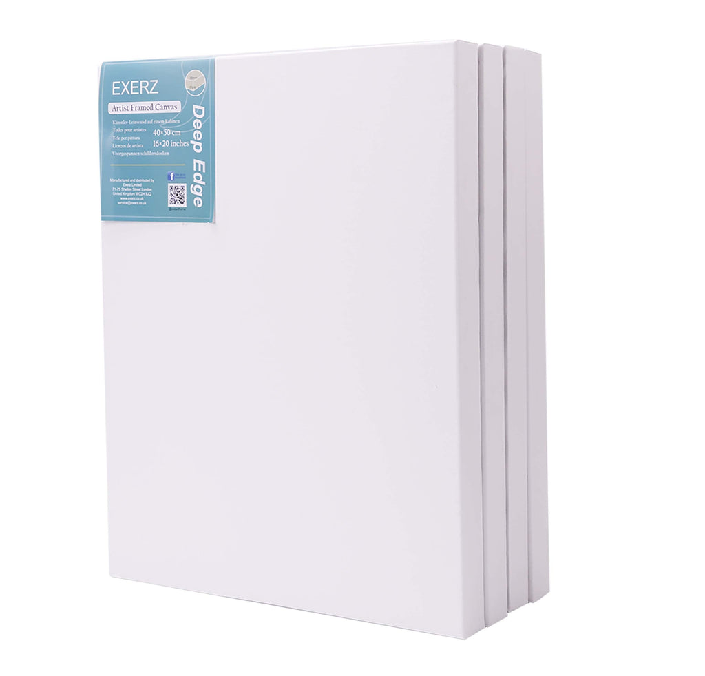 Exerz 40x50cm Stretched Cotton Canvas - 4 Pack Deep Edge Artist Frames
