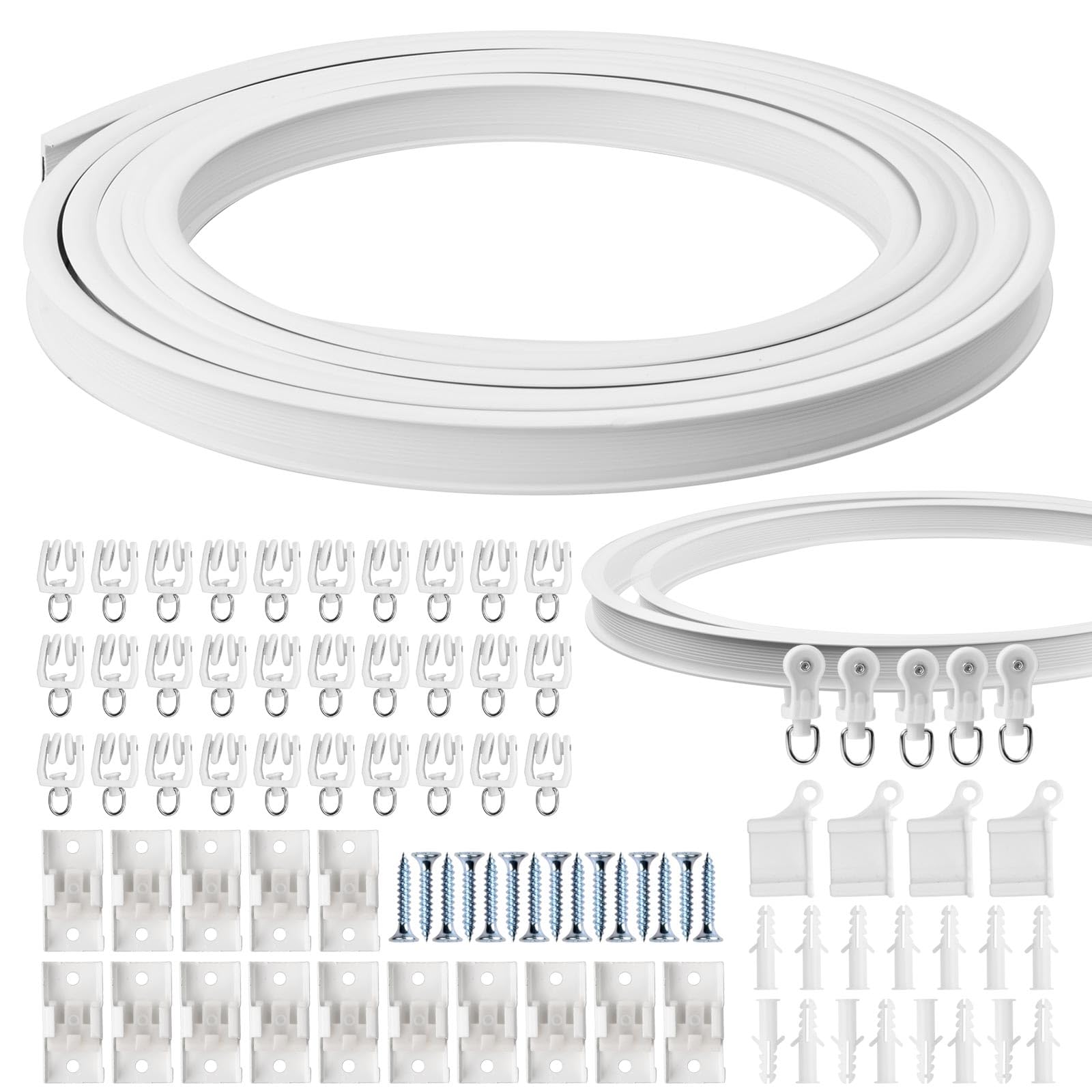 Jolof Store 16.4ft Flexible Ceiling Curtain Track – Bendable PVC Rail Kit