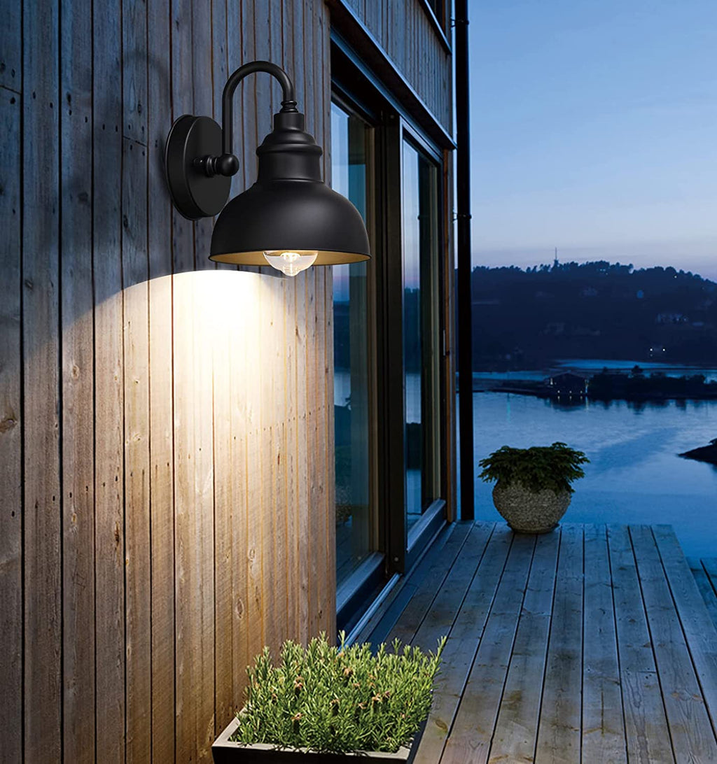 UYHGO Industrial Outdoor Wall Lantern – IP44 Waterproof E27 Black Sconce