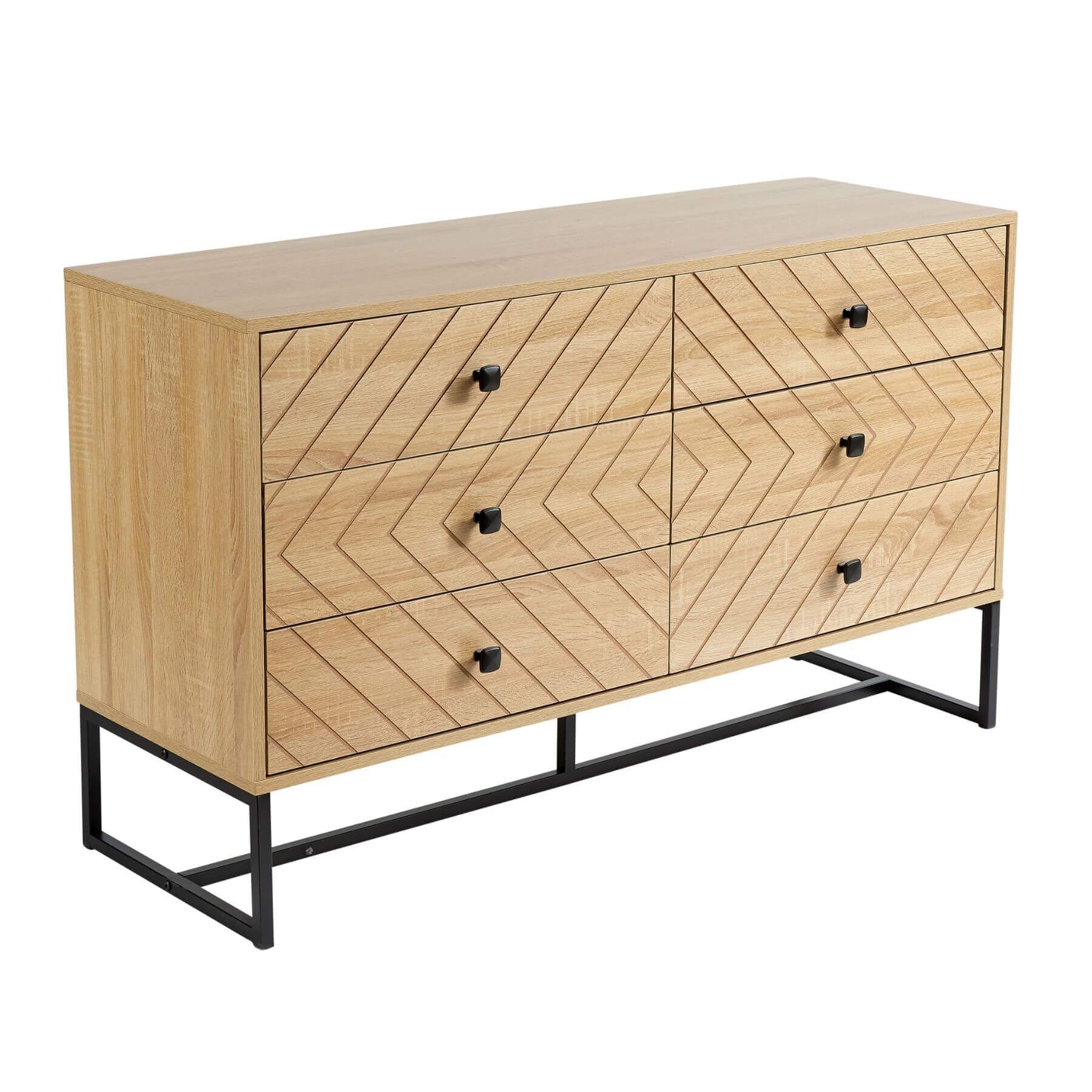 Aztec 6 Drawer Chest of Drawers – Oak Effect Wood Unit
