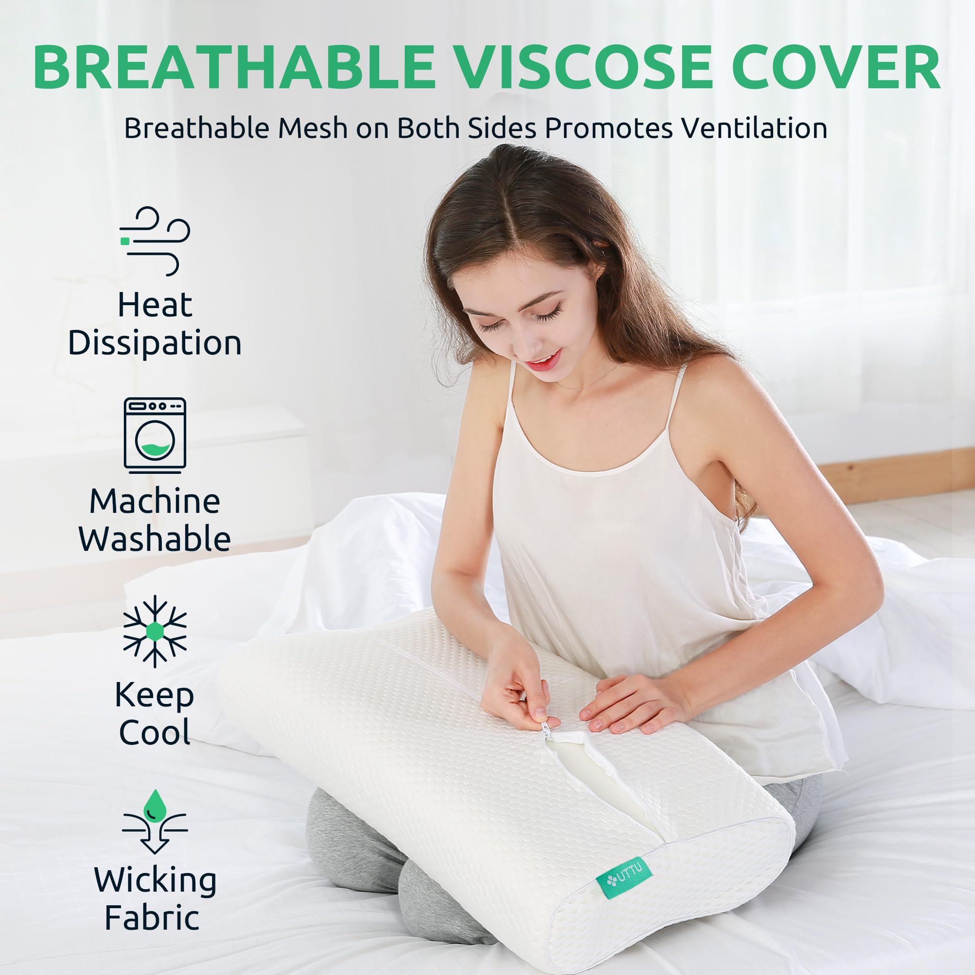 UTTU Cervical Memory Foam Pillow – Adjustable Orthopedic Cooling Pillow