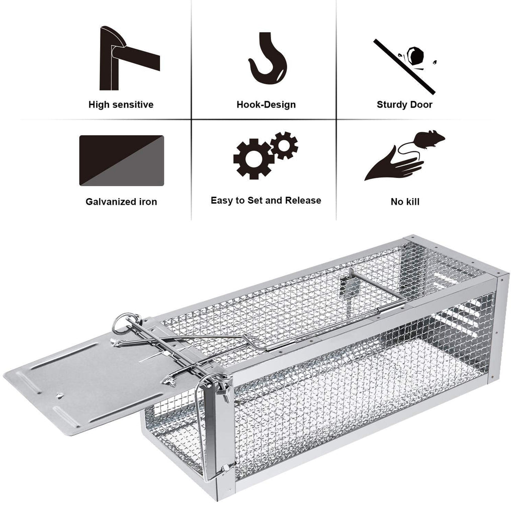 RatzFatz Humane Rat Traps – 2 Pack Reusable Live Catch Mouse Traps, 30cm