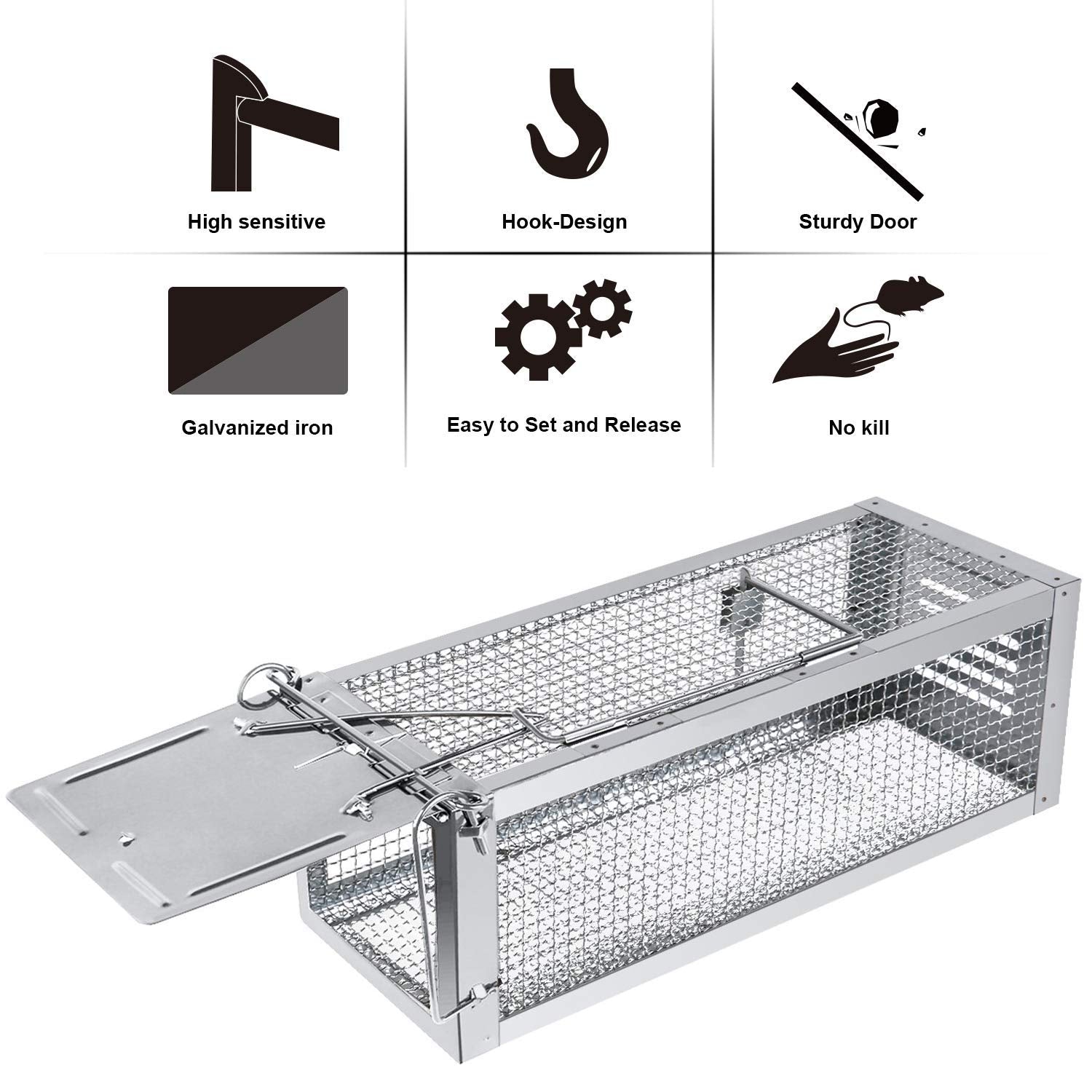 RatzFatz Humane Rat Traps – 2 Pack Reusable Live Catch Mouse Traps, 30cm