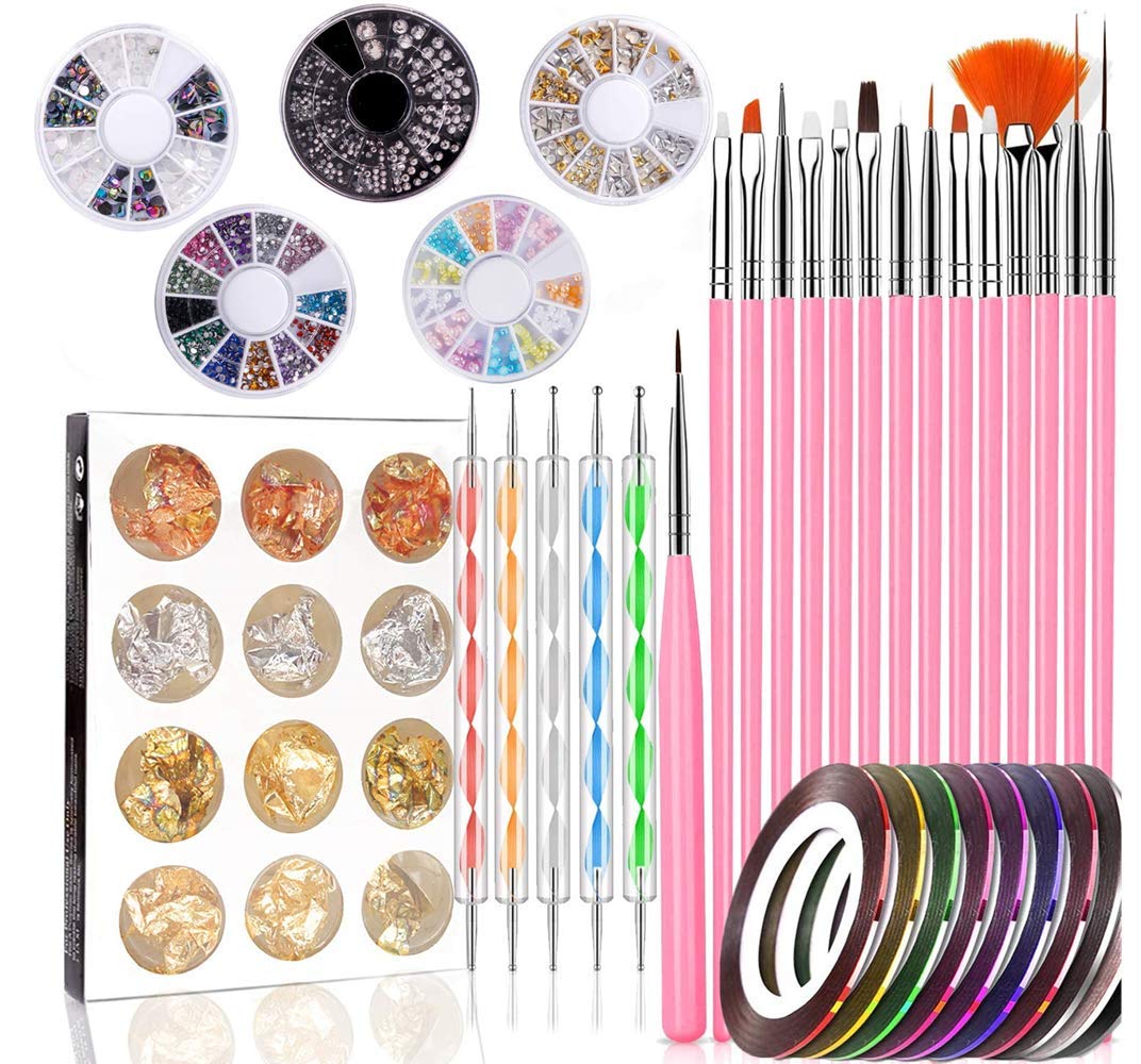 47-Piece Nail Art Kit – Professional Brushes and Dotting Tools