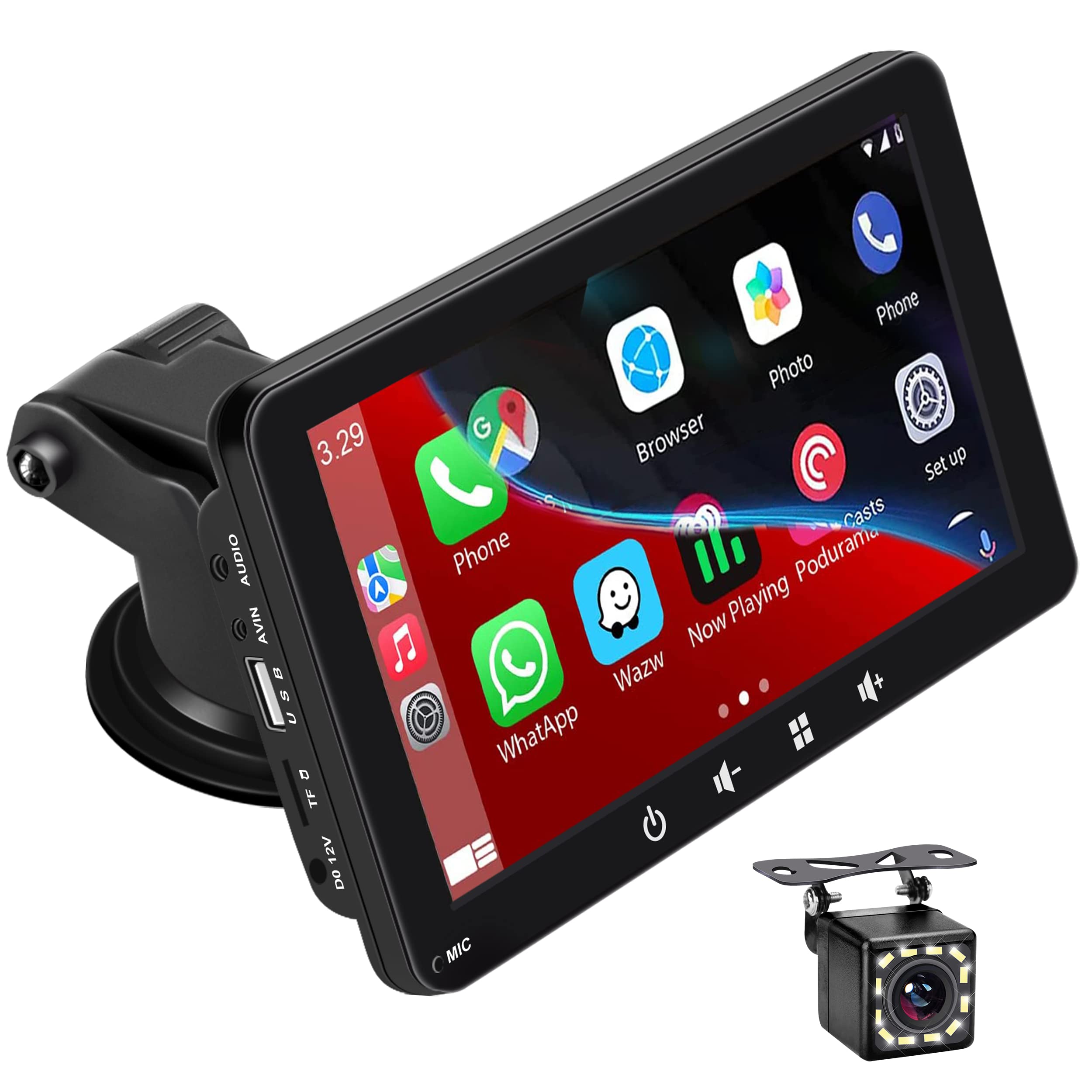 7 Inch Portable Car Stereo with Wireless CarPlay & Android Auto