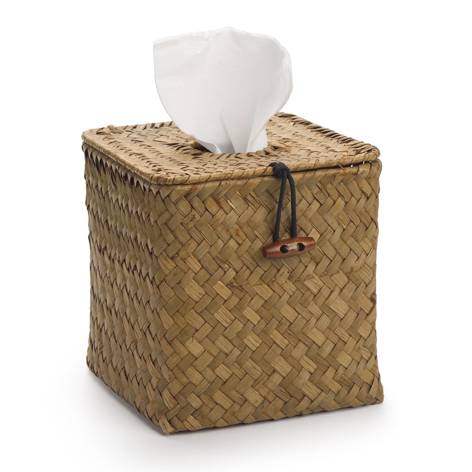 Square Seagrass Tissue Box Cover – Woven Wicker Holder