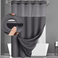 YellyHommy No Hook Waffle Shower Curtain with Snap-in Liner – Dark Grey