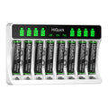 HiQuick 8-Slot AA AAA Battery Charger with 8 Rechargeable AAA Batteries