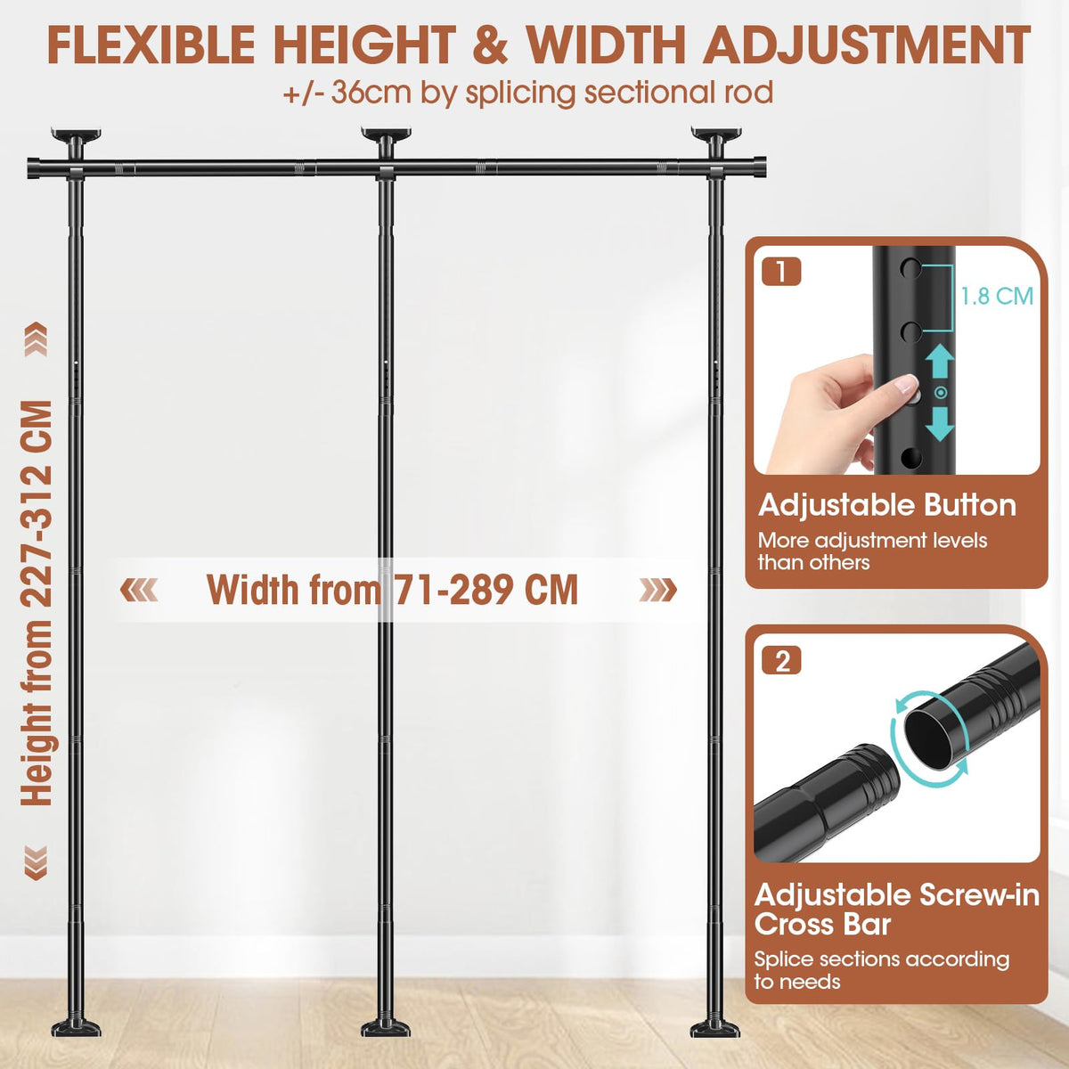 Room Divider No Drilling Curtain Rod Wall Divider for Room Separation - image 2
