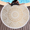 Besports Round Microfiber Mandala Beach Blanket | Quick-Dry Picnic Towel