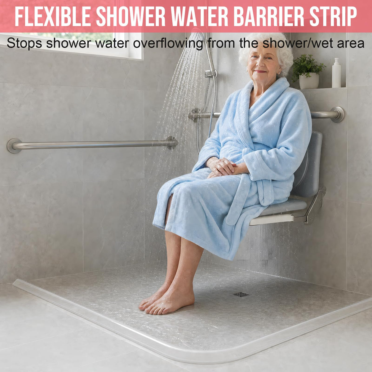 Nayotaa Wet Room Floor Barrier Flexible Water Barrier 250cm Transparent - Leakproof Shower and Sink Seal