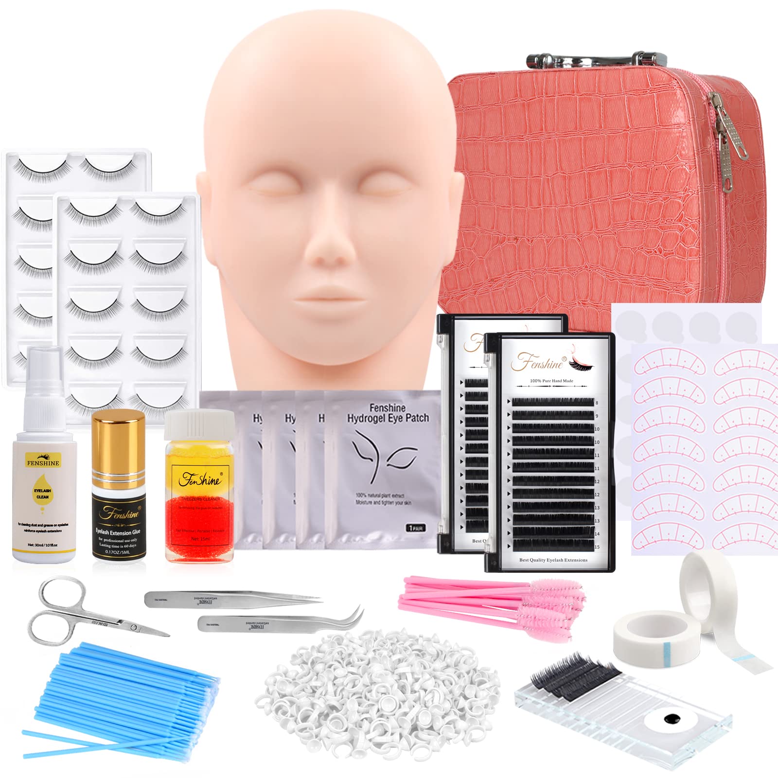 Jolof Store 17Pcs Eyelash Extension Kit with Mannequin Head & Bag