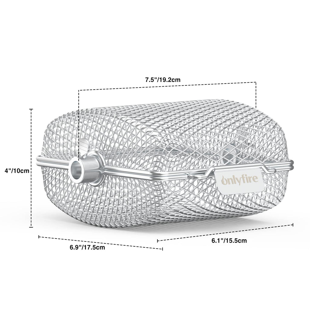 Onlyfire 3-Pack Stainless Steel Rotisserie Grill Basket Cage for Spit Rods
