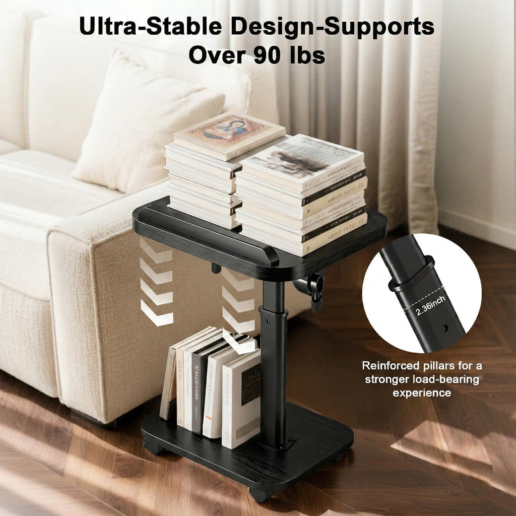Lubeau Adjustable Side Table with Wheels, C Shaped Side Table Adjustable Height 180° Flip-Over Panel Design, End Table with Phone/Tablet Slot - image 5
