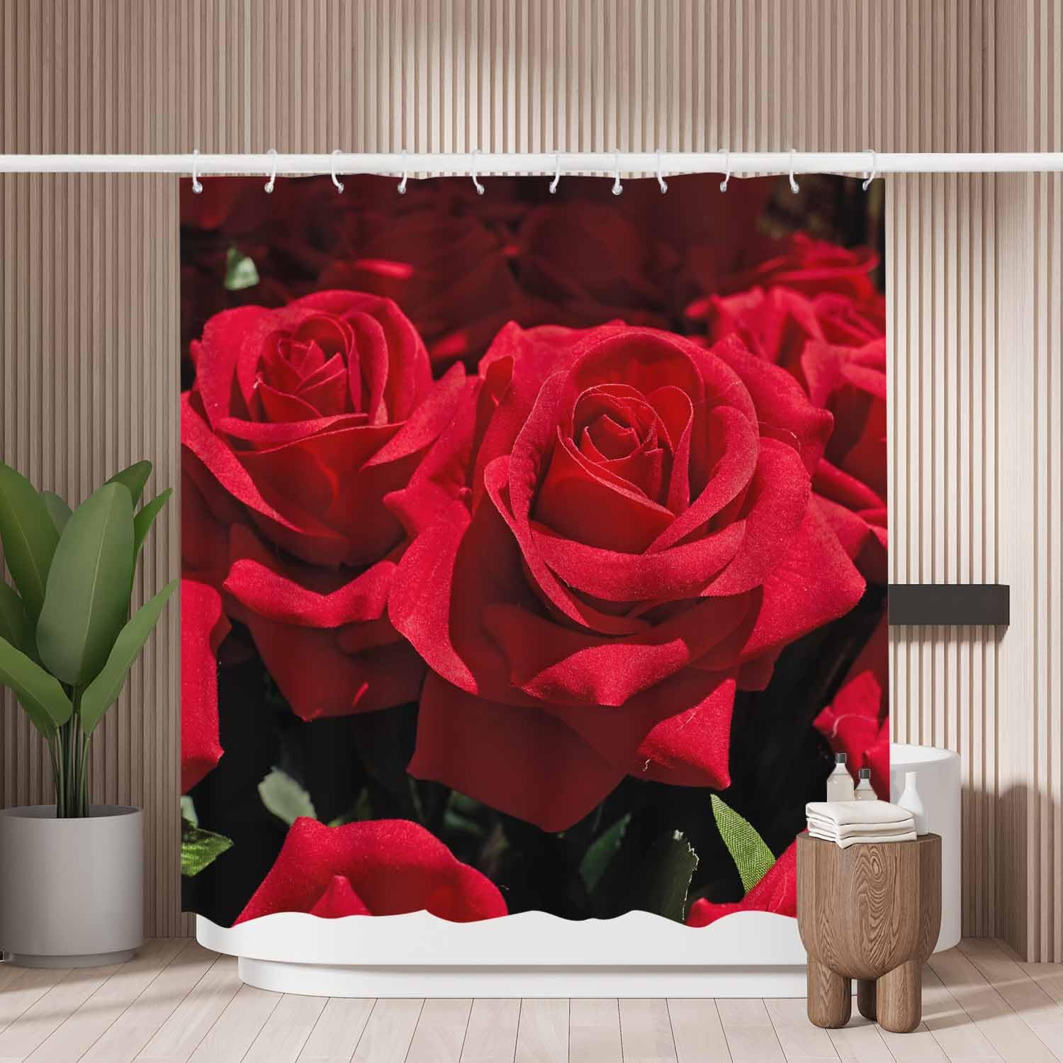 Red Rose Floral Shower Curtain | Mold Resistant Polyester