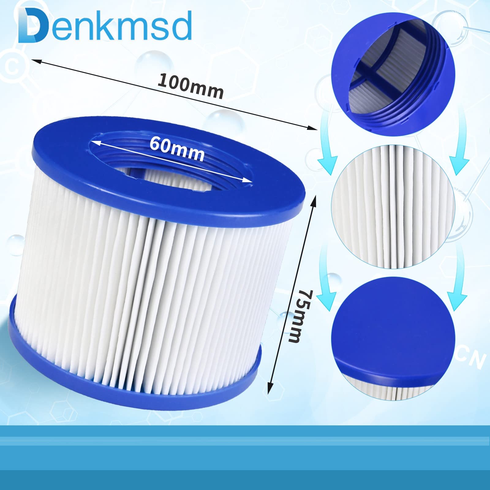 Denkmsd Inflatable Spa Filter Cartridge for Clever Spa – 75 x 100mm