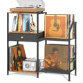 iDavosic.ly Record Player Stand – 3-Tier Vinyl Storage with Drawer
