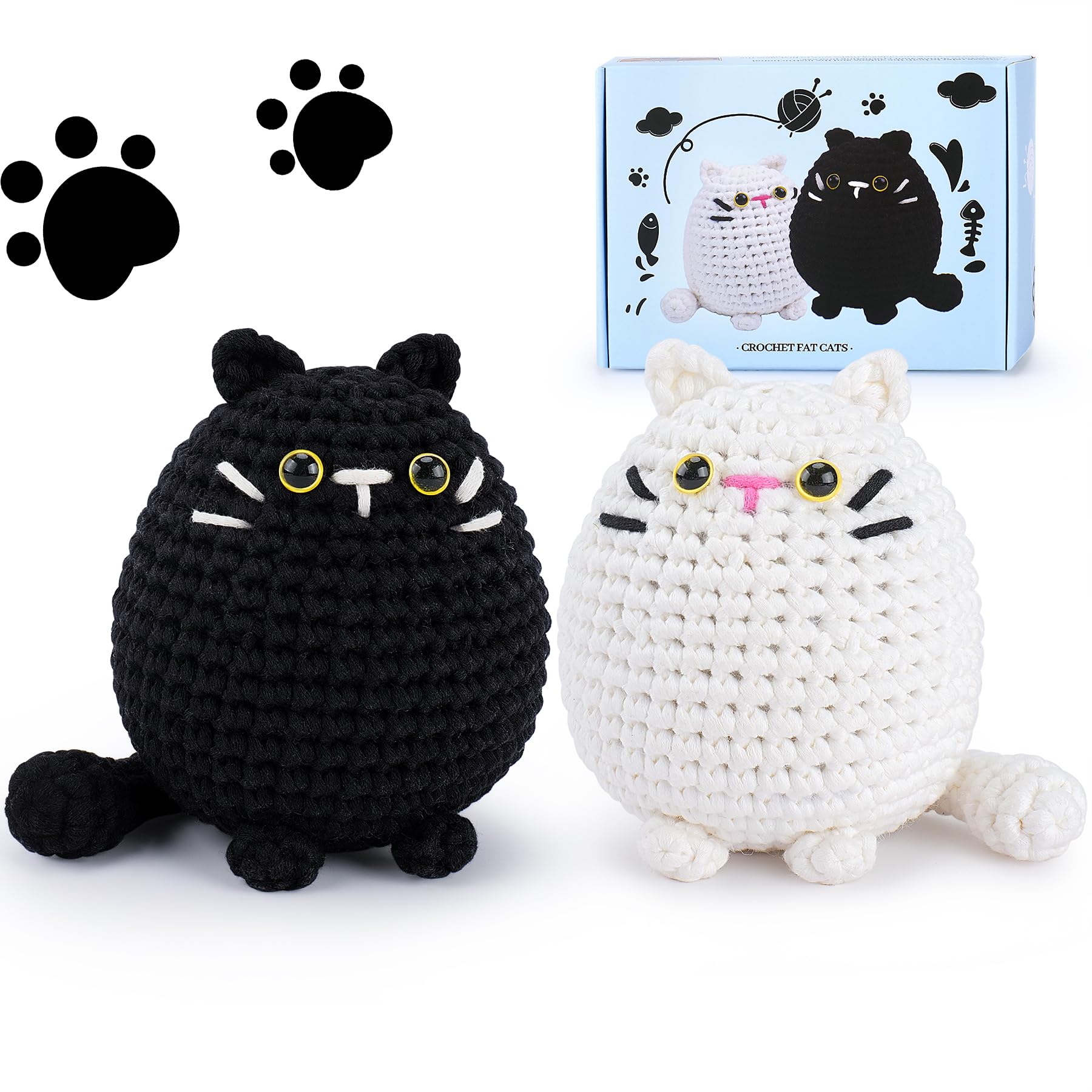 Jolof Store Crochet Kit for Beginners - 2-Piece Cat Animal Knitting Set