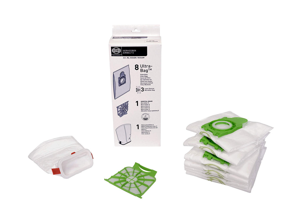 Sebo 8334er Service Box for Airbelt E - 8 Bags & 2 Filters, White