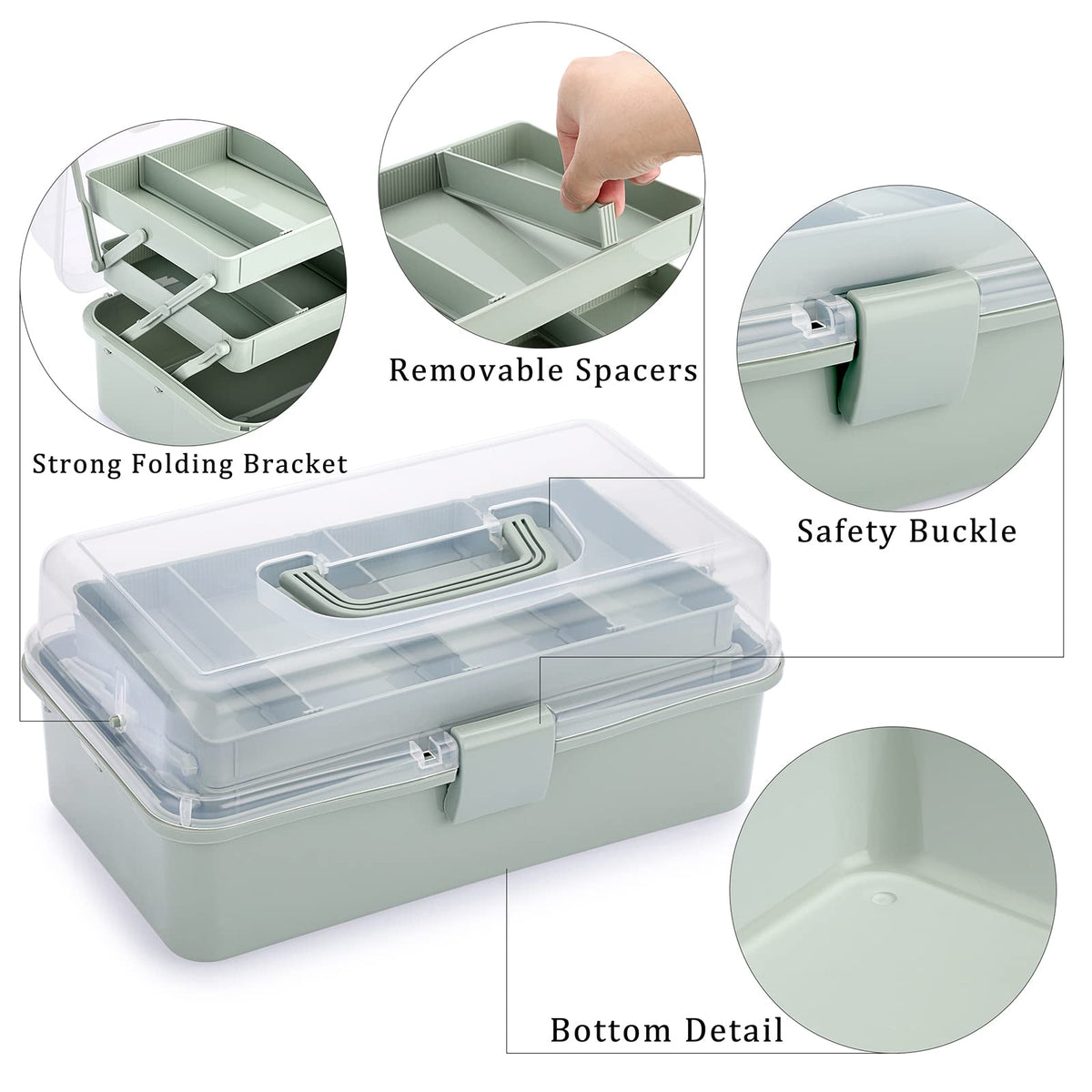 IGNPION 3 Tiers Craft Stackable Storage Box，Plastic Tool Dividers Organiser - image 4