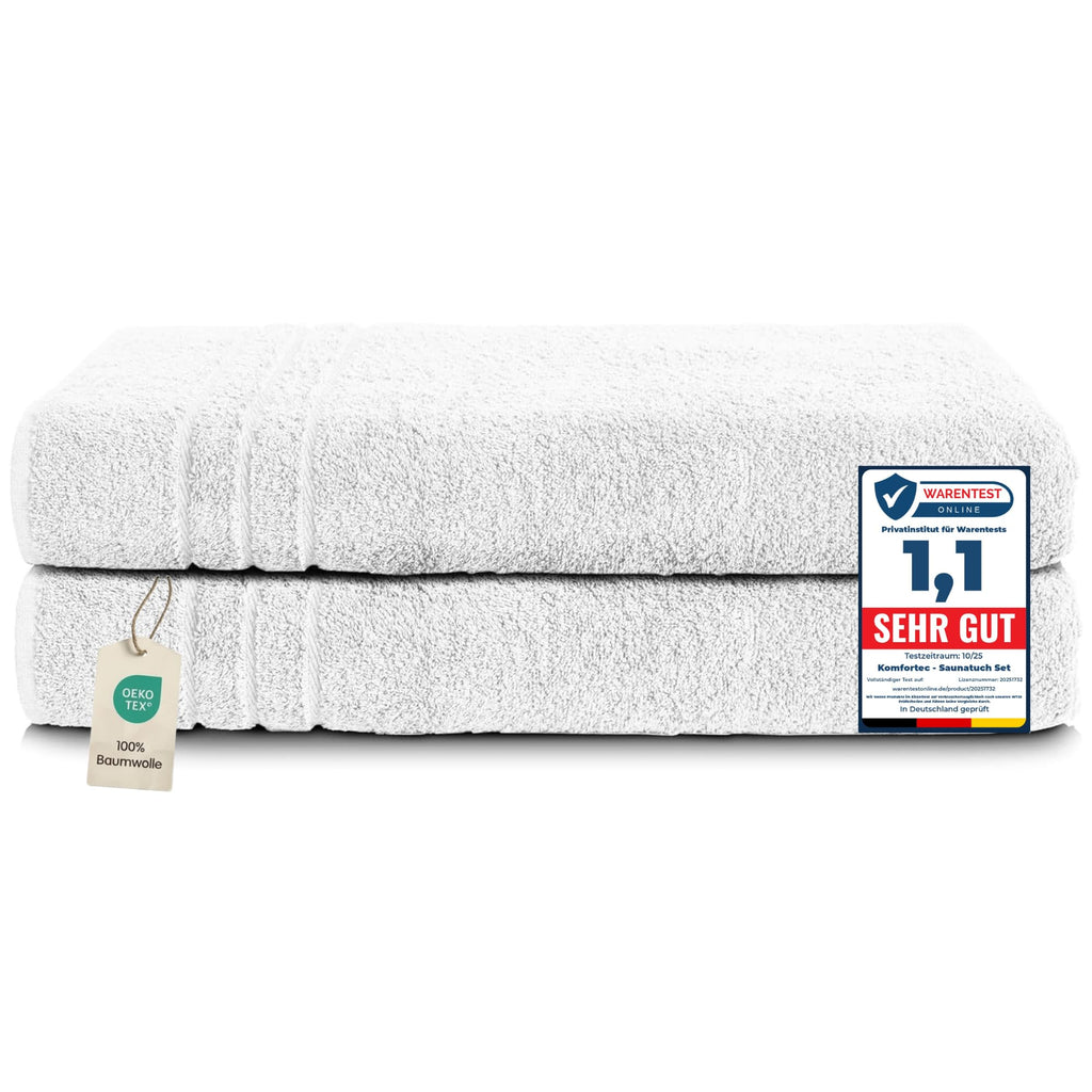 Komfortec Jumbo Bath Towels, 100% Cotton, Quick Dry, 80x200, White