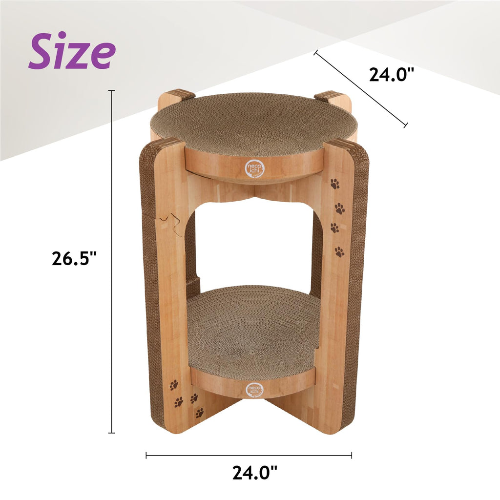 Necoichi Cozy Cat Scratcher Tower | Recycled Paper Bowl Bed | Oak, XL