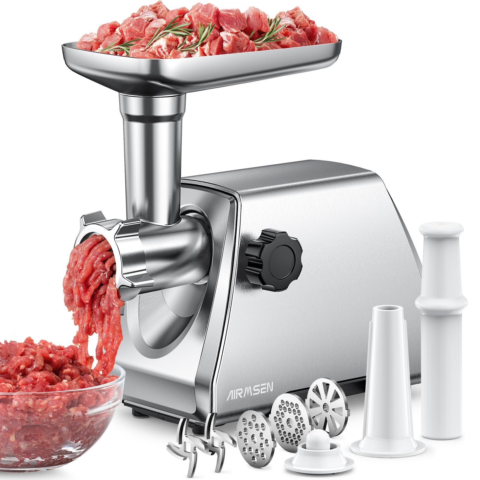 AIRMSEN Heavy Duty Electric Meat Grinder – Stainless Steel Meat Mincer