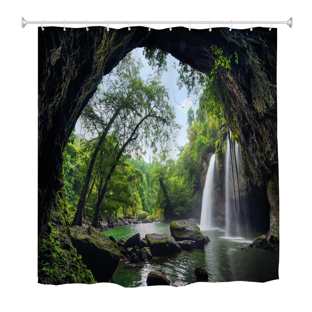 Goodbath Garden Shower Curtain | 3D Nature Landscape Polyester, 180x180cm