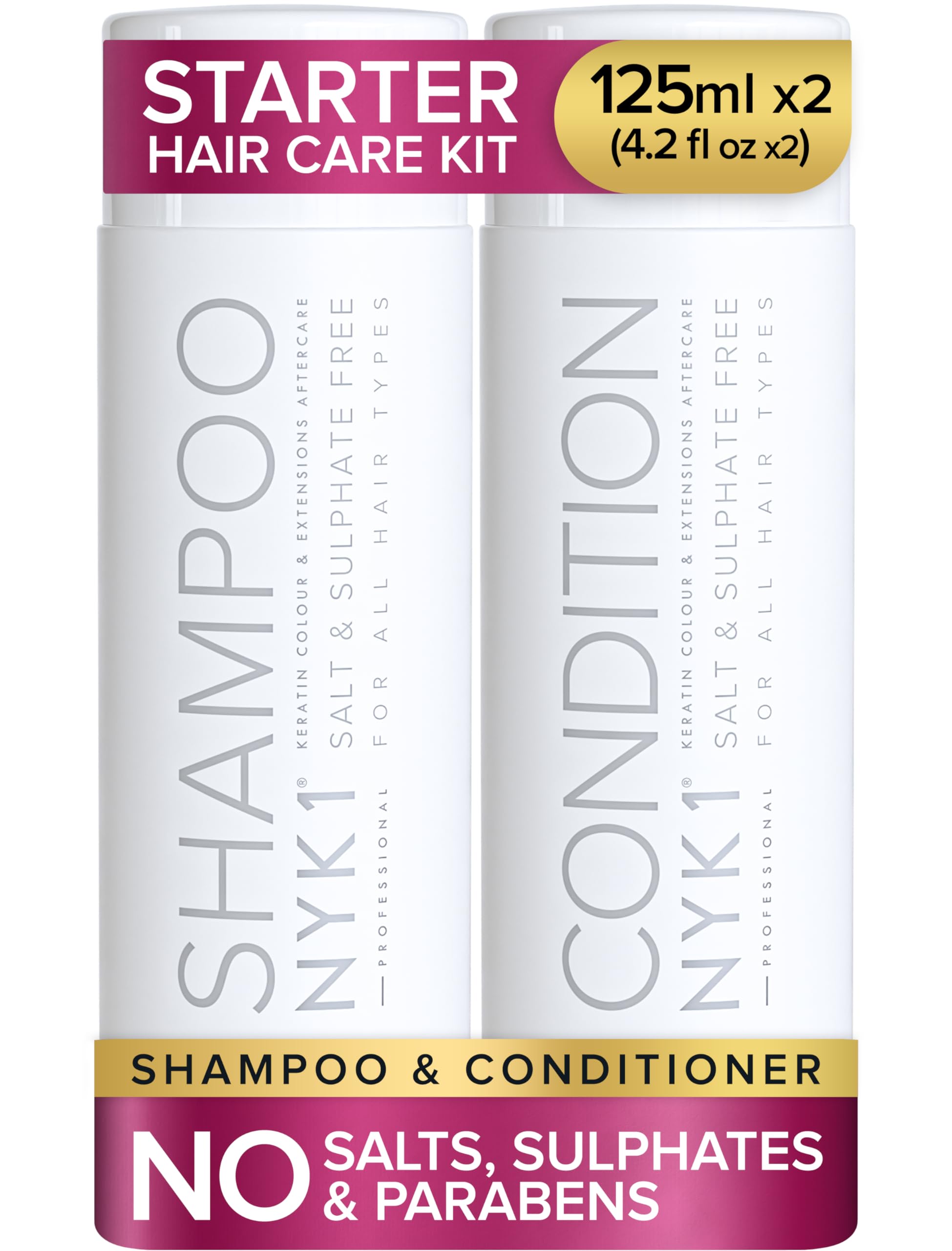 NYK1 Salt & Sulfate Free Shampoo and Conditioner Set for Keratin - 125ml