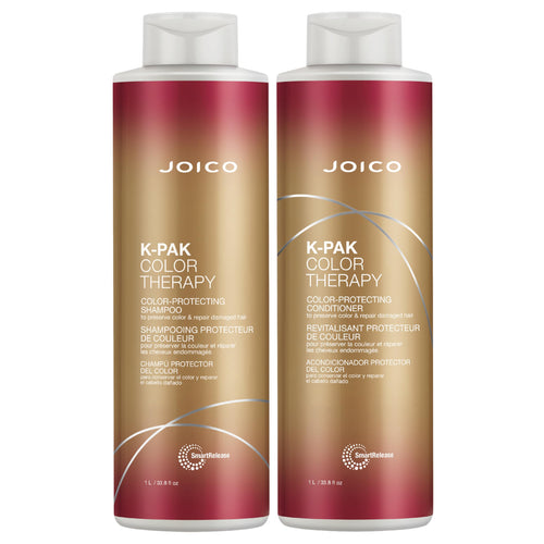 Joico K-Pak Color Therapy Shampoo & Conditioner Duo | 33.8 oz Liter Set