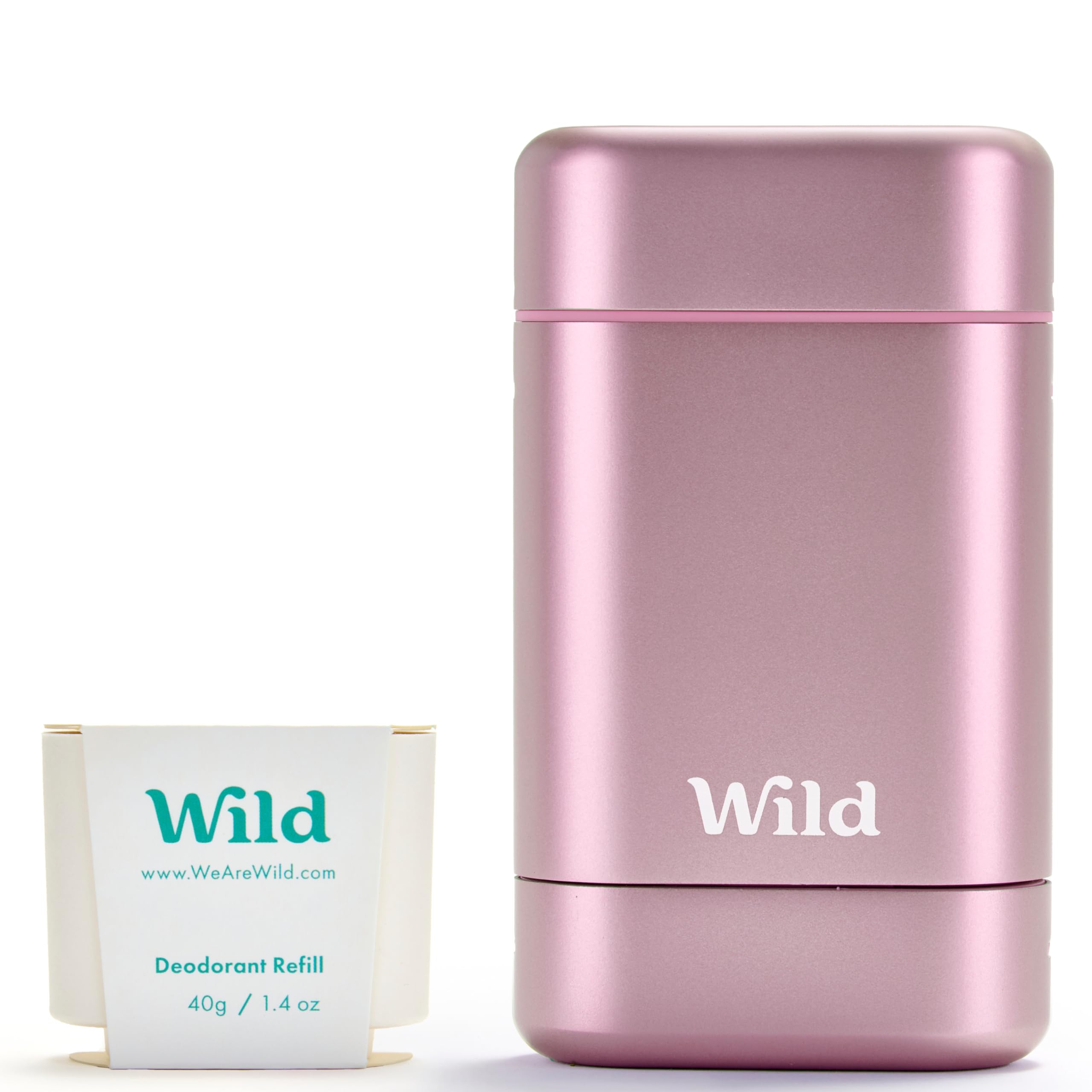 Wild Natural Refillable Deodorant Starter Kit | Pink Case & Fresh Cotton