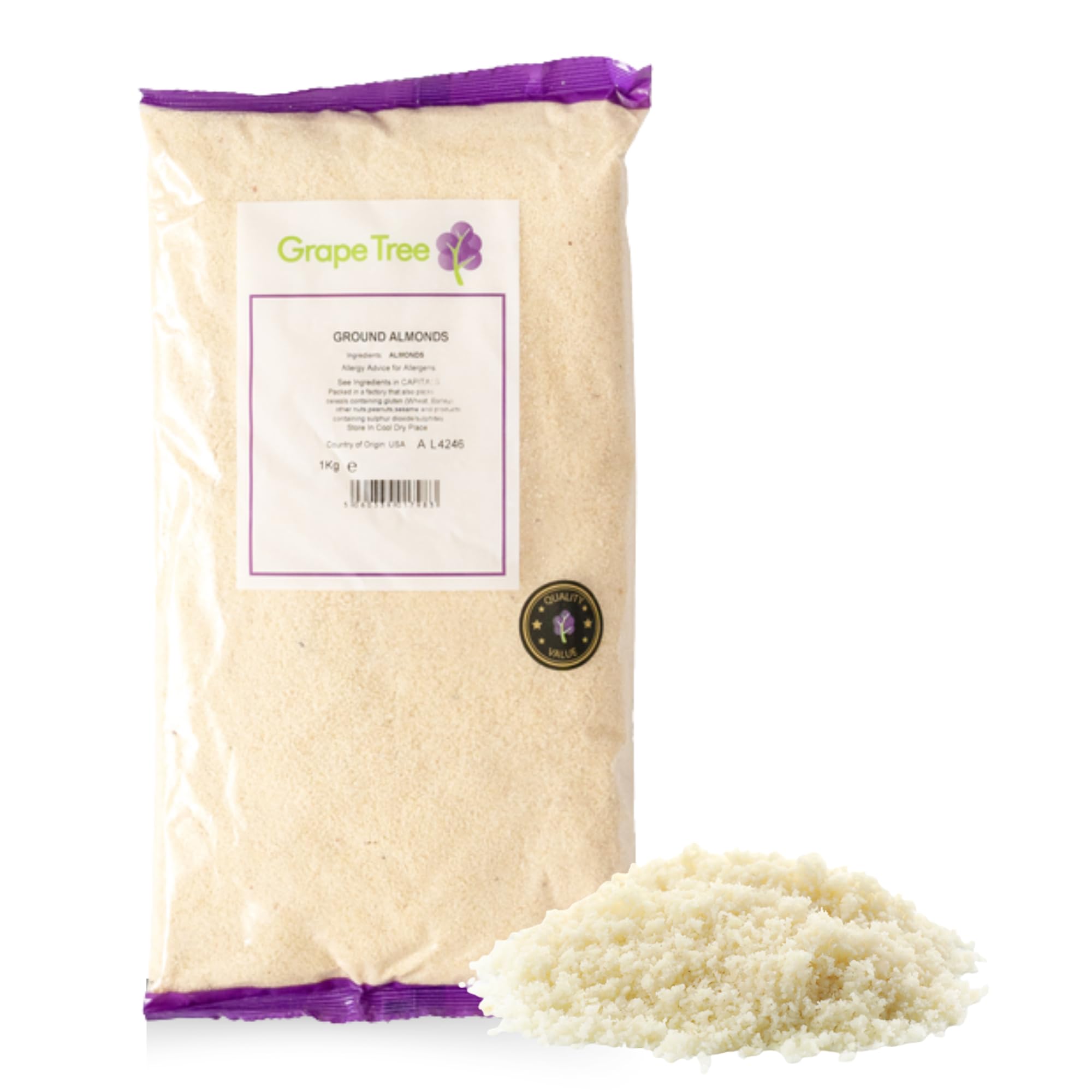 Grape Tree Ground Almonds 1kg – Finely Milled Nut Flour for Keto Baking