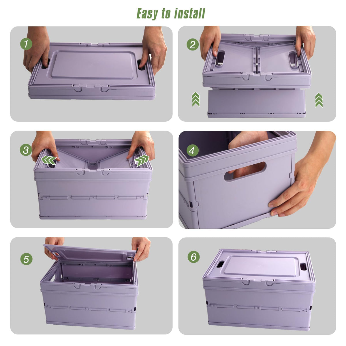 Vivikivi Collapsible Storage Crate,Plastic Storage Box, Green