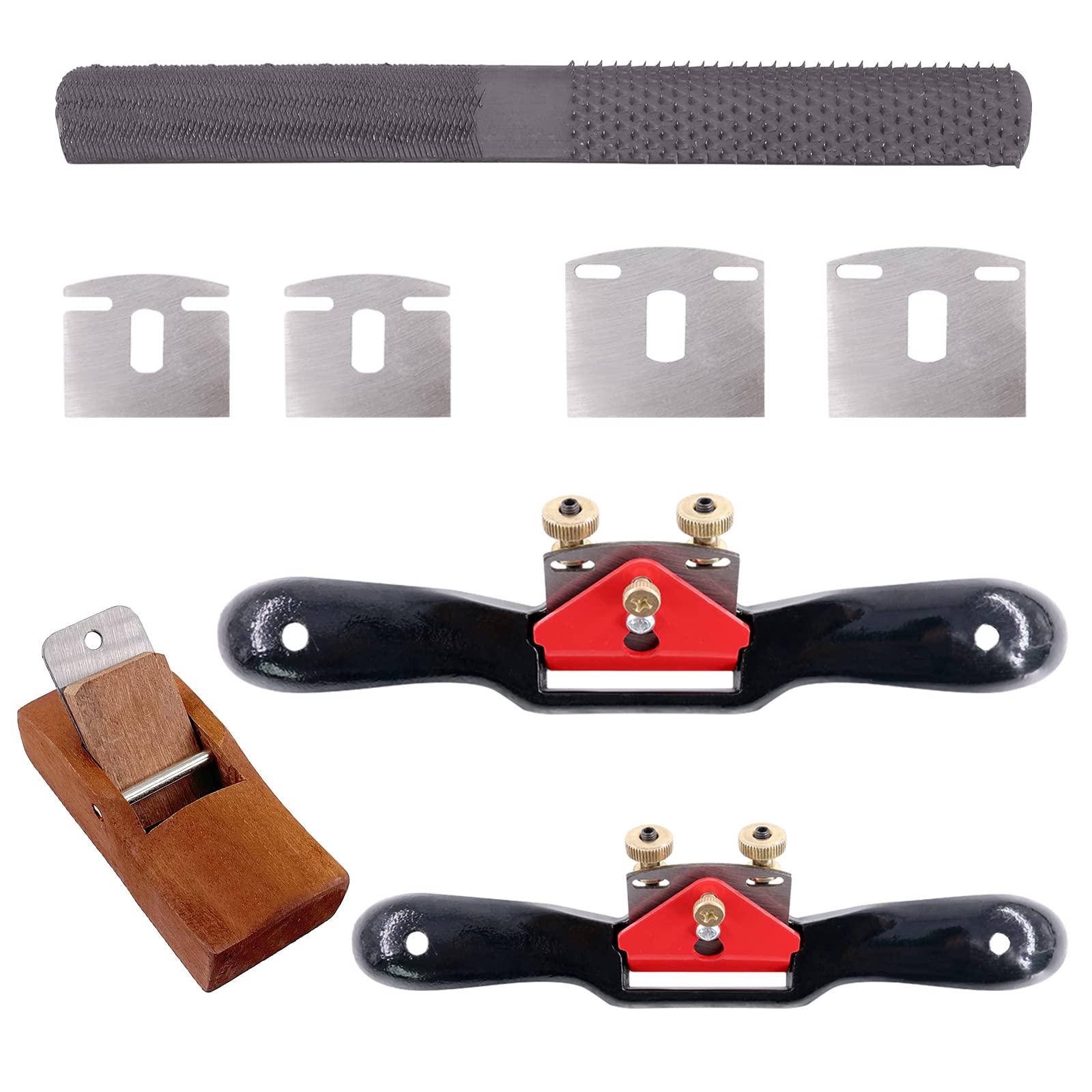 Glarks 8-Piece Adjustable Spokeshave Set with Woodworking Plane & Rasp File