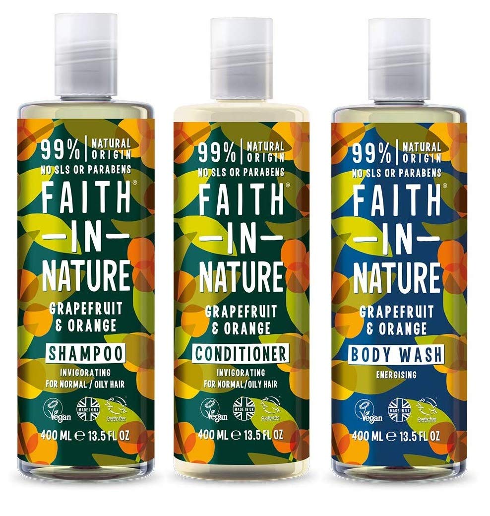 Faith In Nature Grapefruit & Orange Shampoo, Conditioner & Body Wash Trio