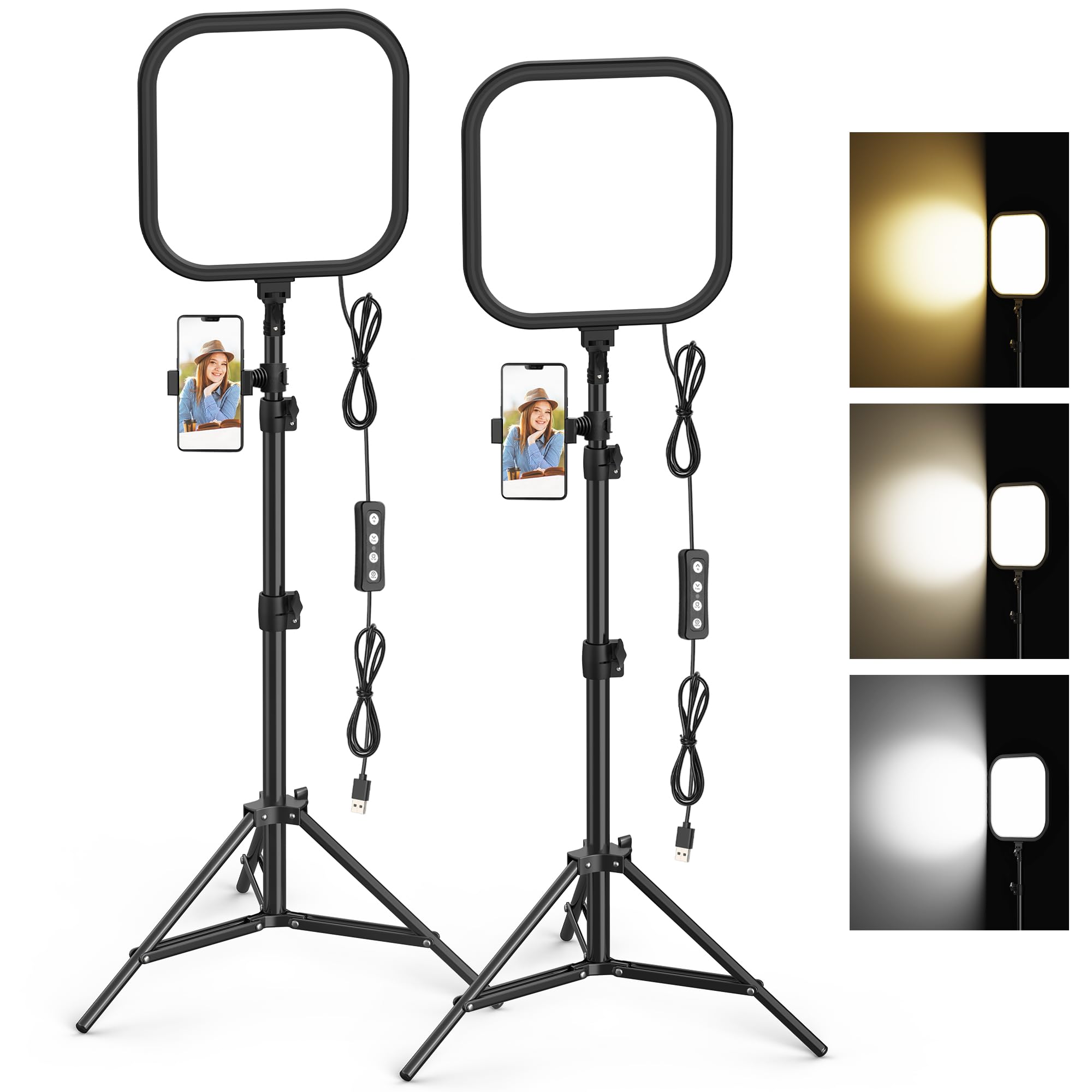 Hagibis LED Video Light Kit - 15W Dimmable Studio Lights with Tripod