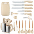RAXCO 18-Piece Kitchen Knife Set with Block and Silicone Spatula Set