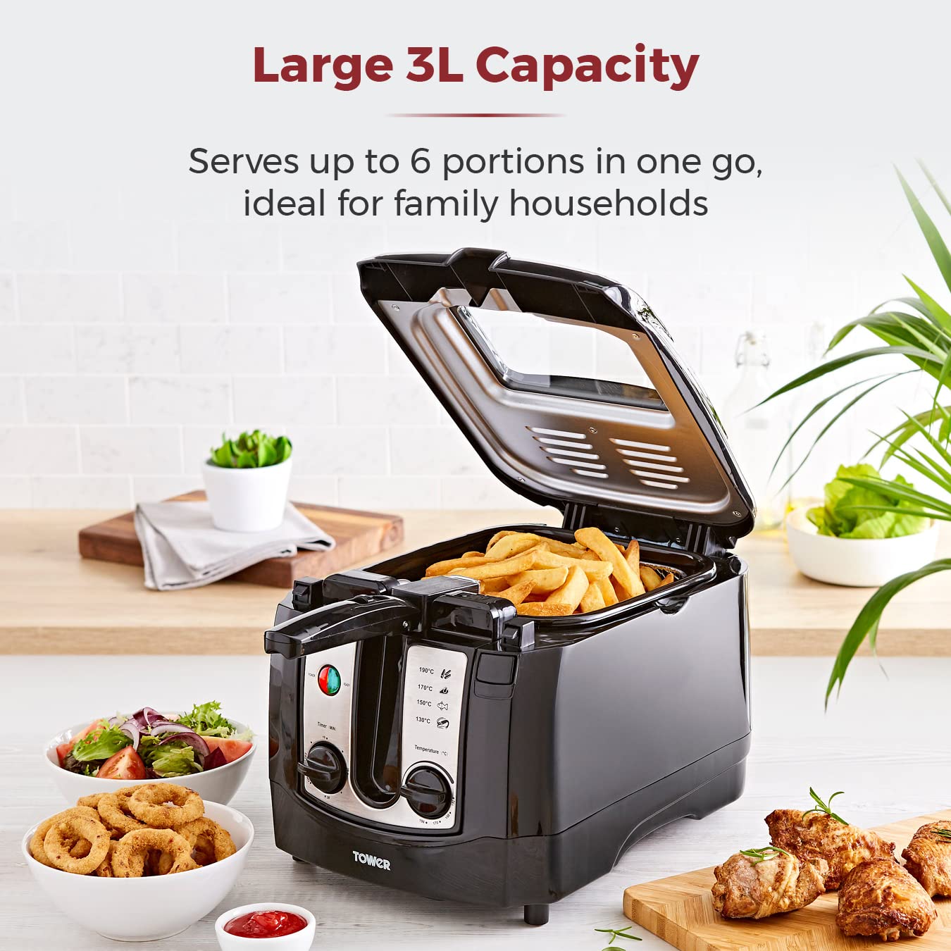 Tower Deep Fat Fryer | 3L Capacity with Adjustable Thermostat - 2300W