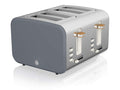 Swan Nordic 4-Slice Toaster – 1500W Grey Kitchen Appliance