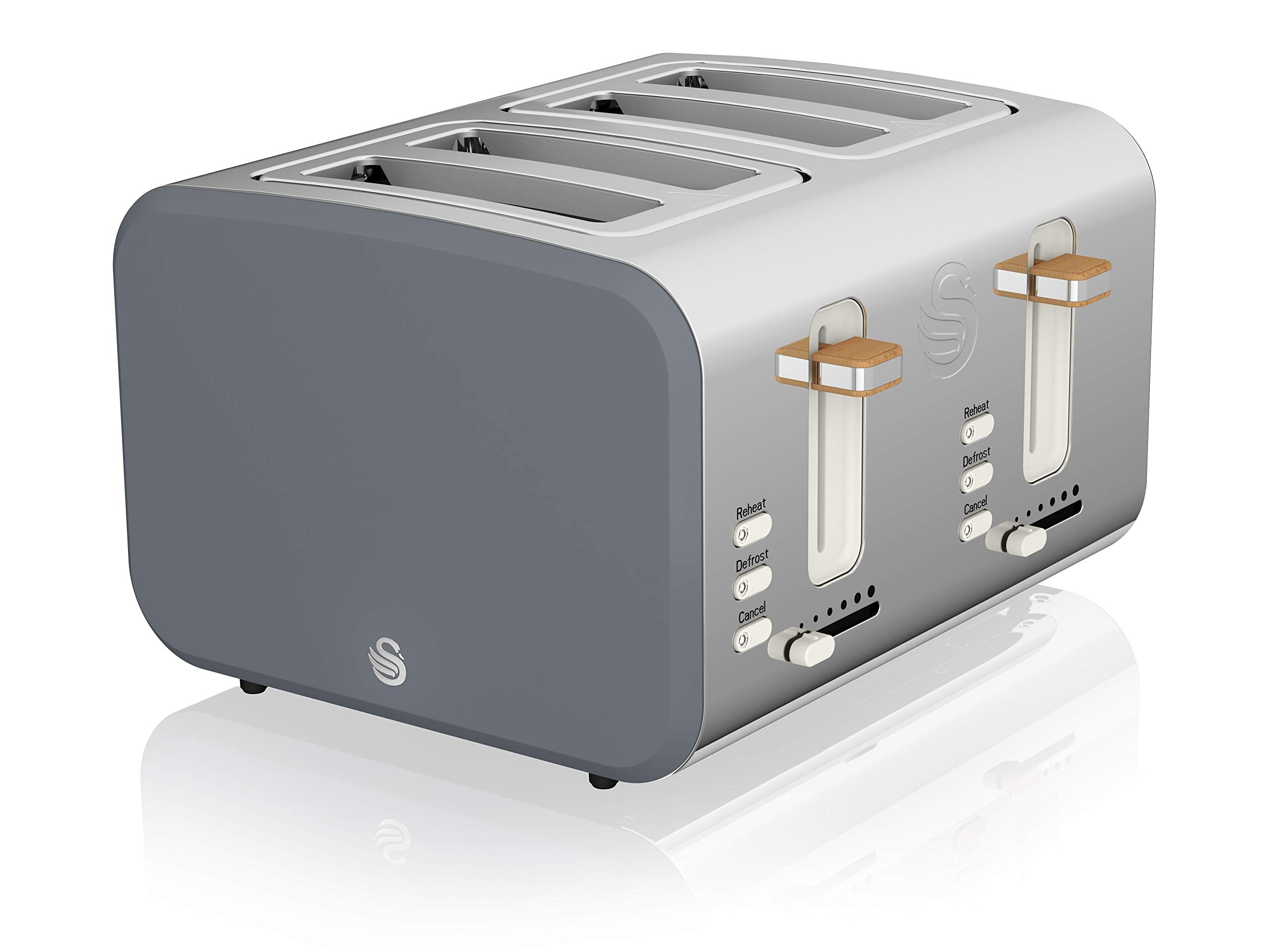 Swan Nordic 4-Slice Toaster – 1500W Grey Kitchen Appliance