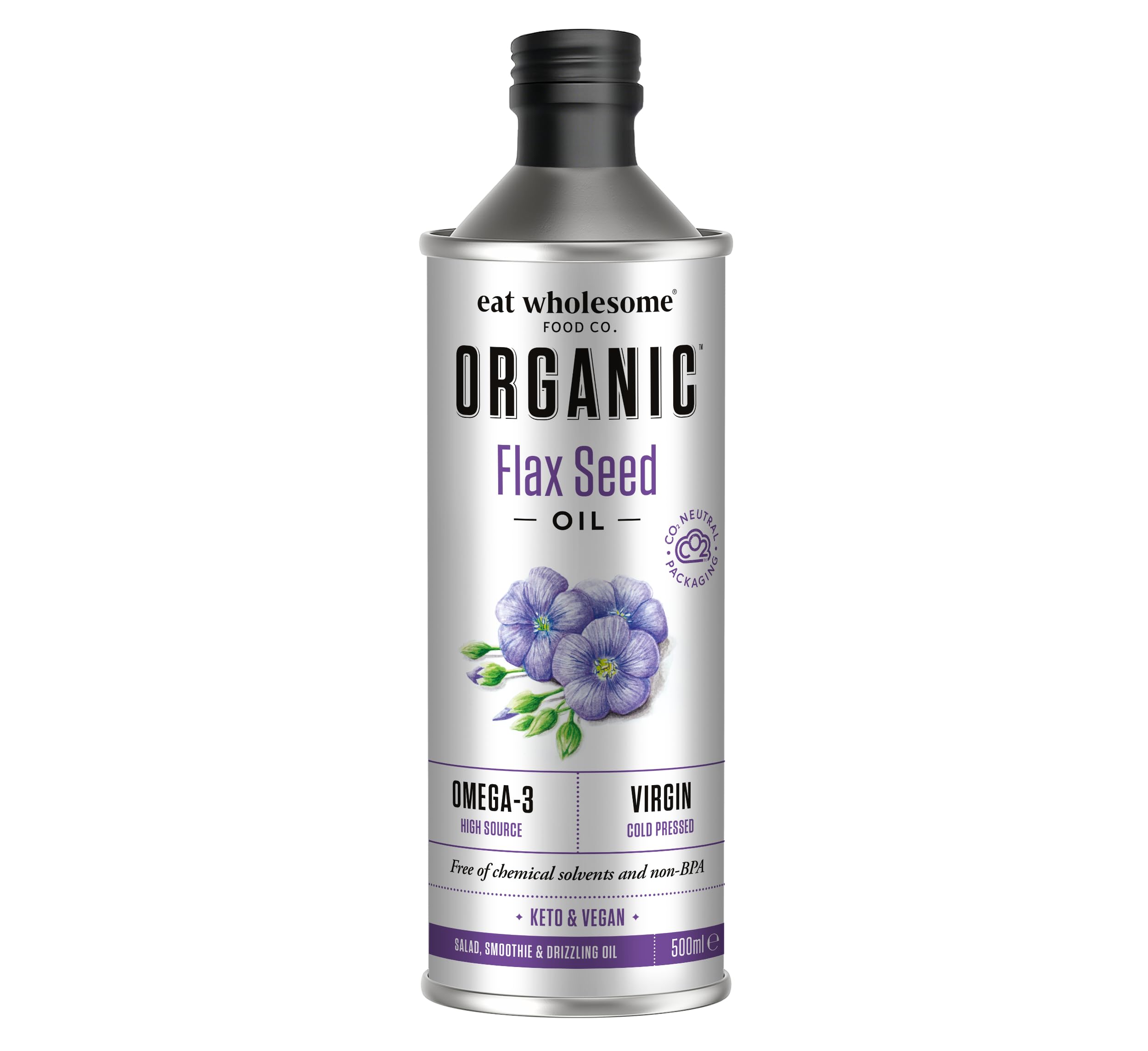 Eat Wholesome Organic Flax Seed Oil | Cold Pressed Omega 3 - 500ml