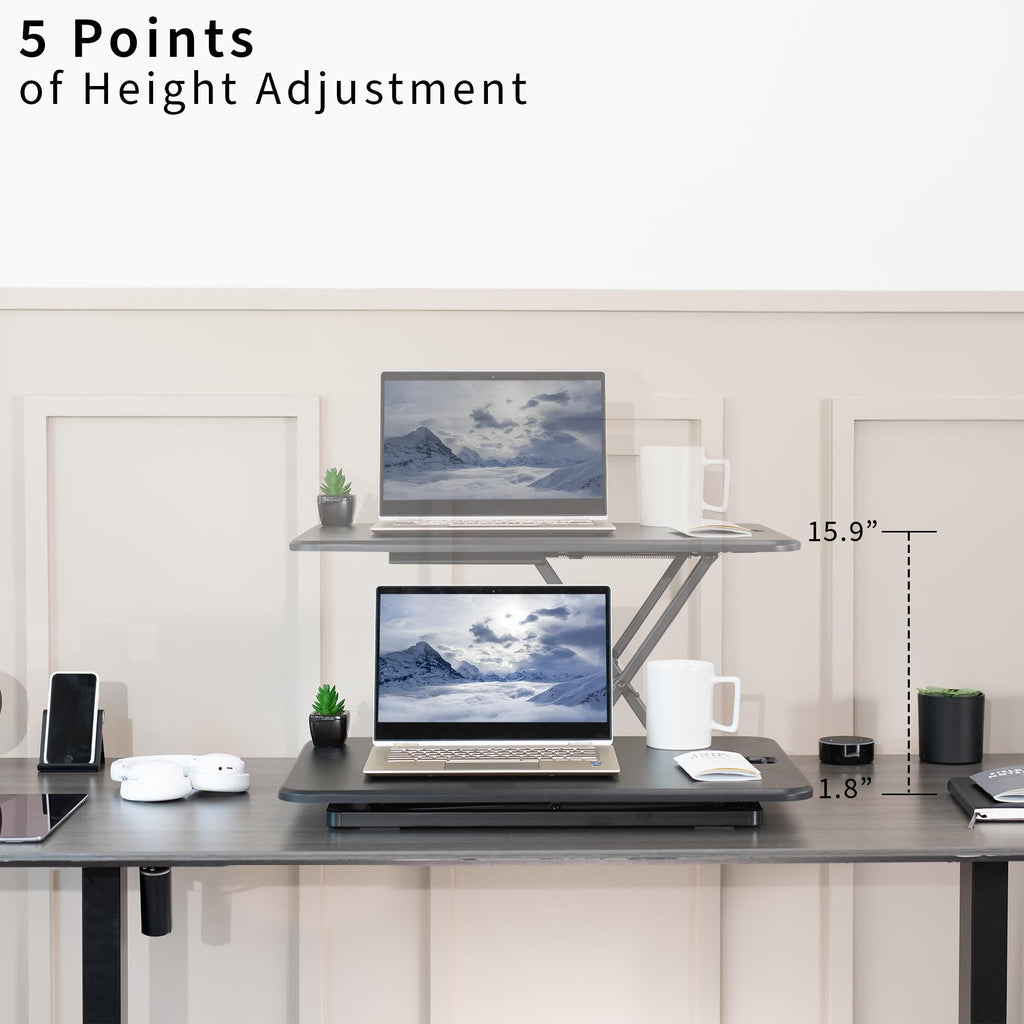 VIVO Standing Desk Riser | Ultra-Slim Height Adjustable Desk Converter