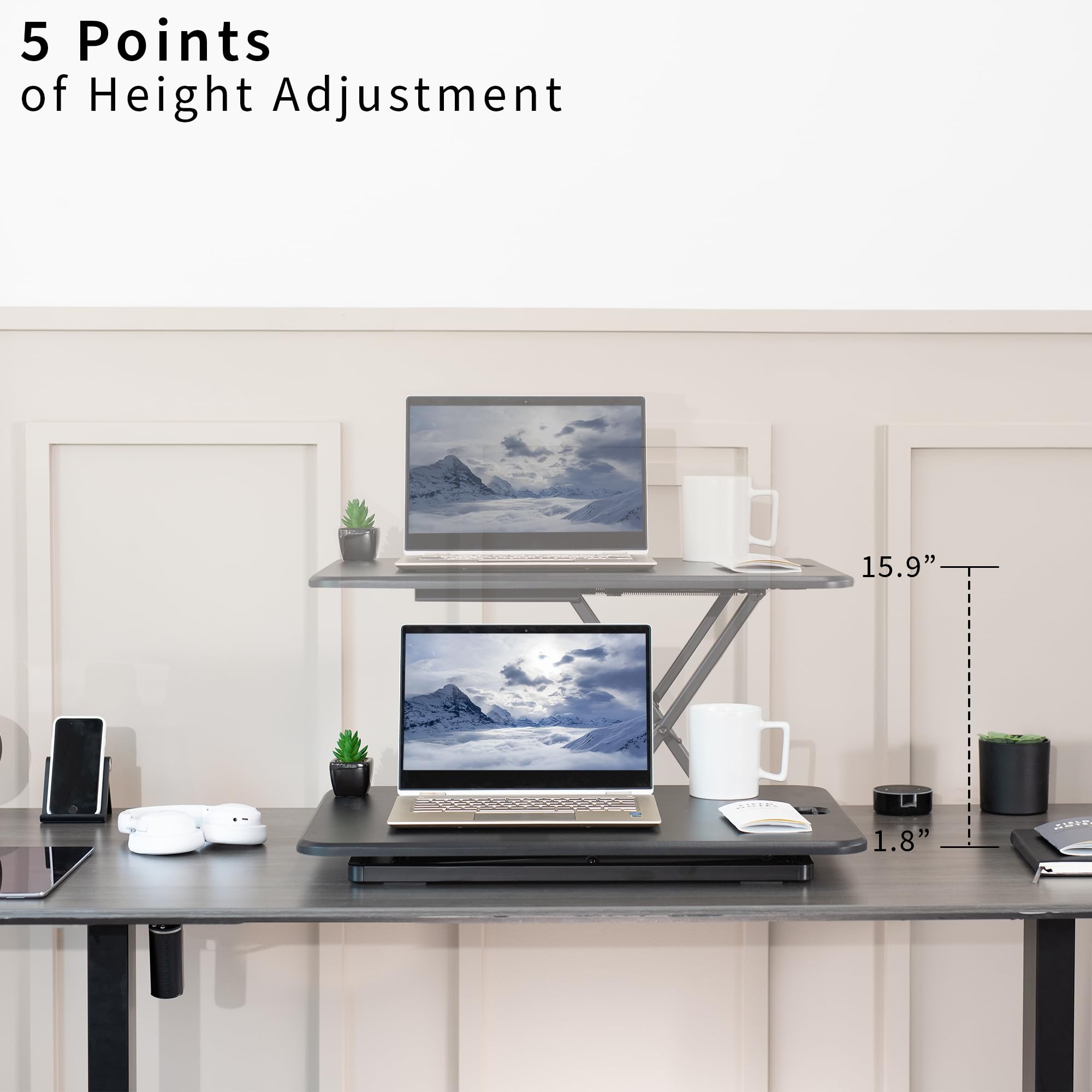 VIVO Standing Desk Riser | Ultra-Slim Height Adjustable Desk Converter
