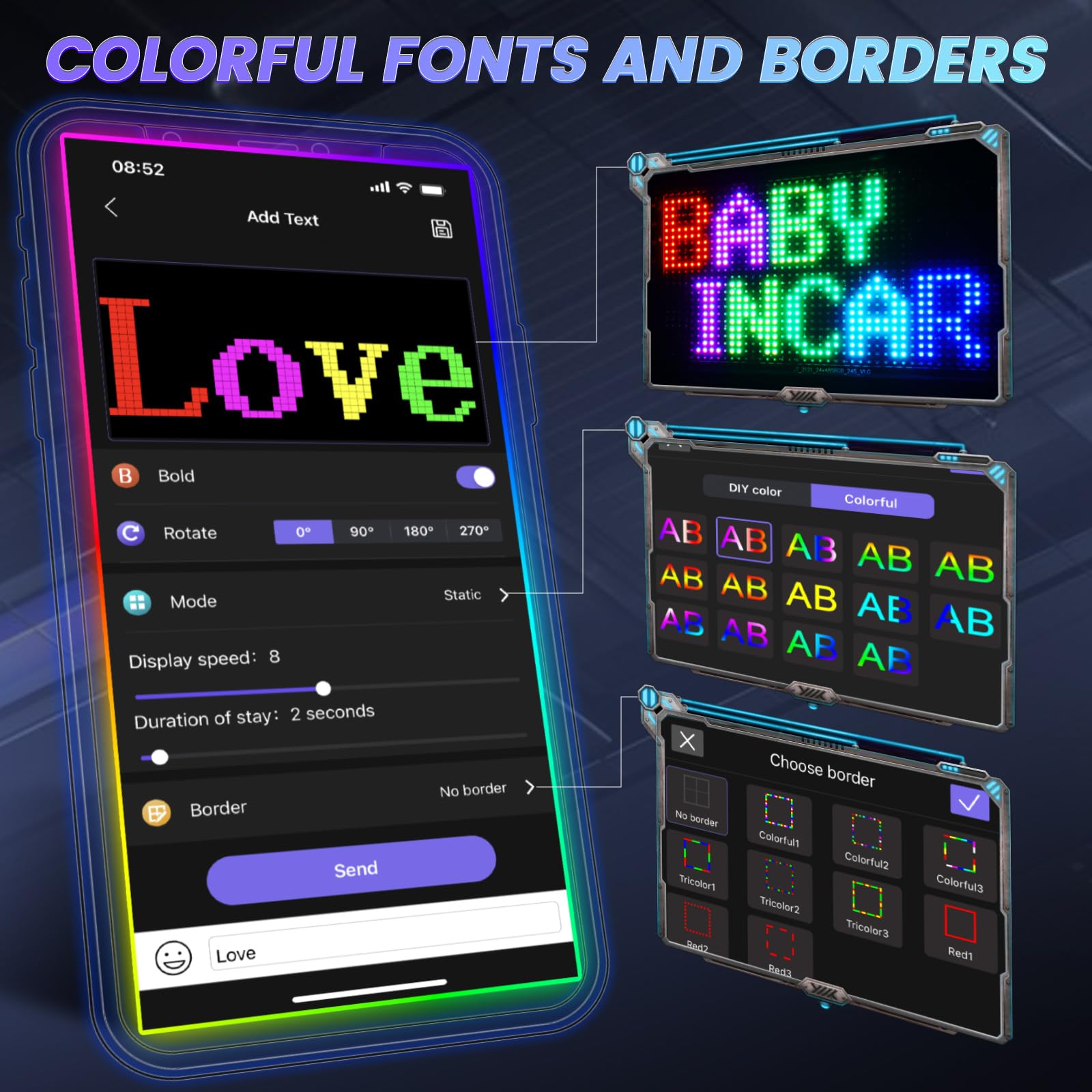 Jolof Store Double Row Scrolling LED Car Sign | Programmable Bluetooth Matrix