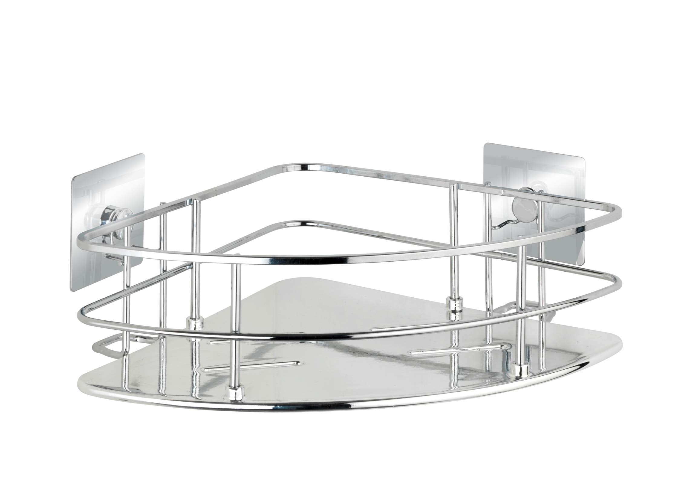 WENKO Stainless Steel Corner Shower Caddy – No-Drill Adhesive Shelf
