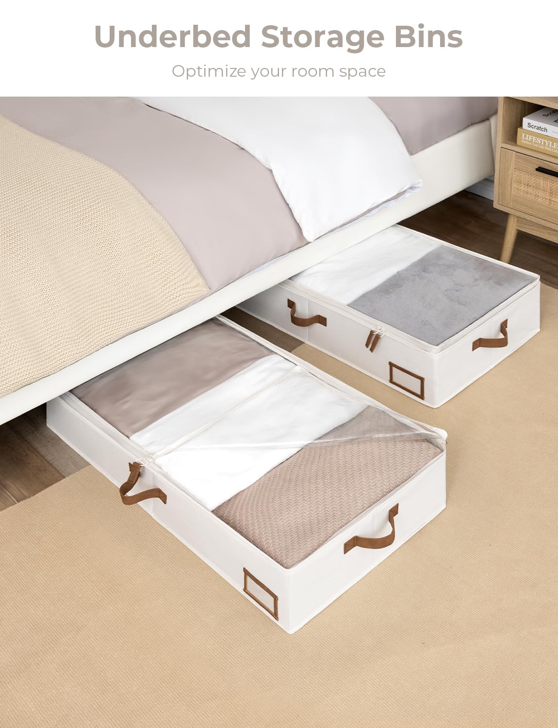 StorageWorks Underbed Storage Box – Large Fabric Organizer, 2 Pack