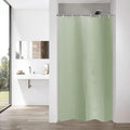 Green Linen Textured Shower Curtain – Waterproof Fabric