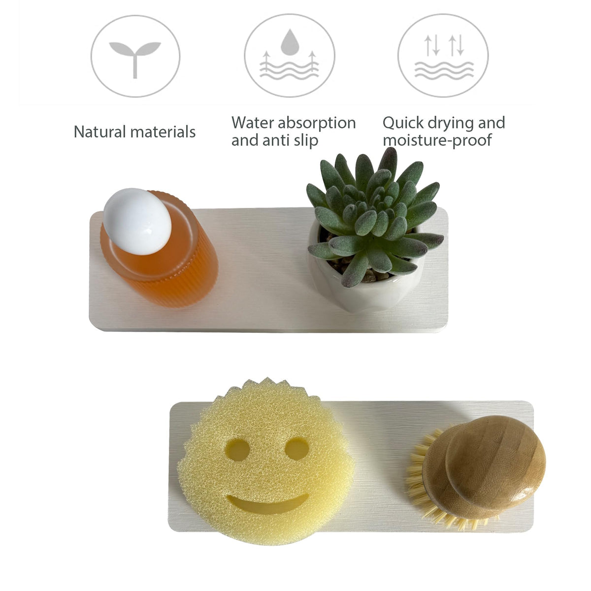 NiuYichee 2 PCS Diatomaceous Earth Kitchen Soap Tray, Water Absorbent Diatomite Coasters - image 3